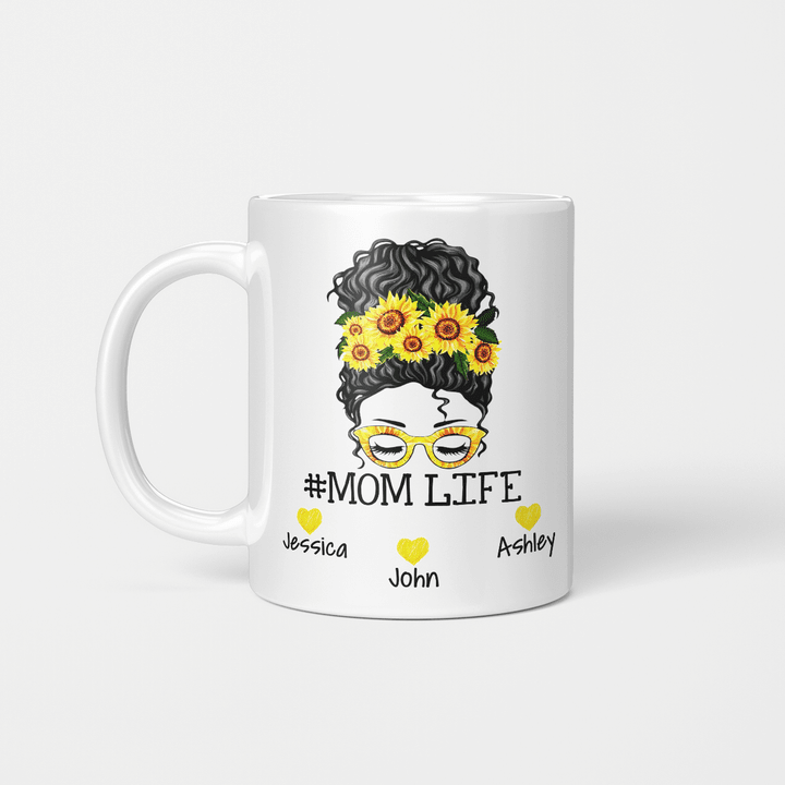 Personalized Mom Life Messy Bun Mother's Day Mug Gift For Mom