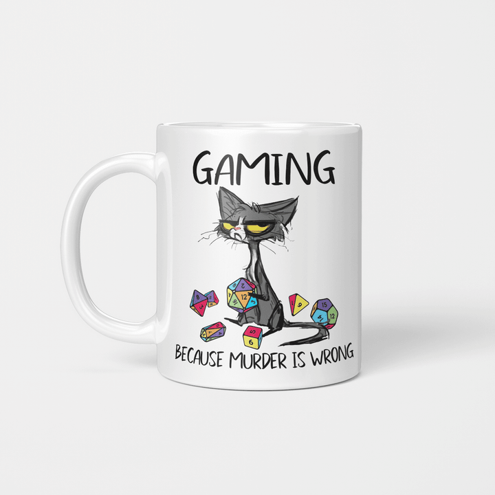 Black Cat Gaming Because Murder Is Wrong Funny Mug