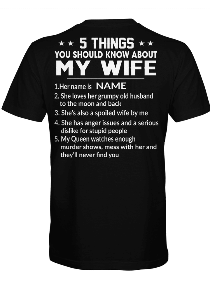 Personalized Funny 5 Things You Should Know About My Wife Shirt, Gift For Husband, Gift For Dad - Family Shirt