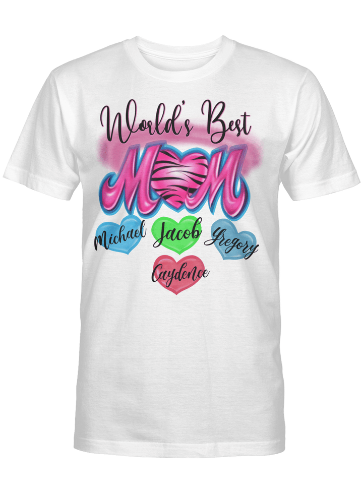 Mothers day shirt, Personalized Worlds best Mom with kids names shirt, Best Mom shirt, Gift for Mom, Gift for Her, Mom shirt, Wife Shirt