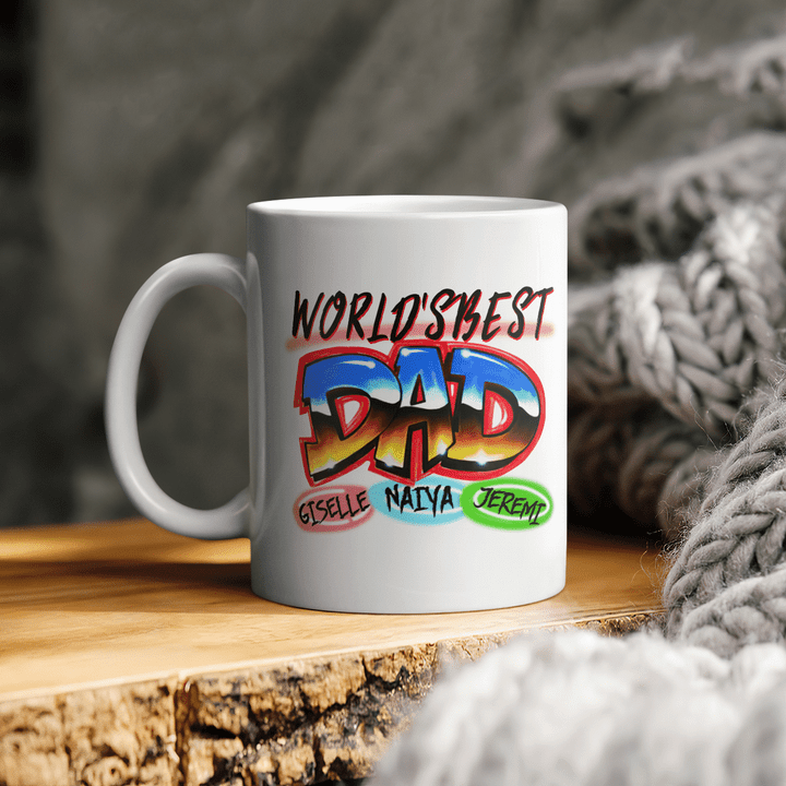 Father's Day Mug, Personalized Worlds best Mom With Kids Names Mug, Best Dad Mug, Gift For Dad, Gift for Him, Dad Mug Husband Mug