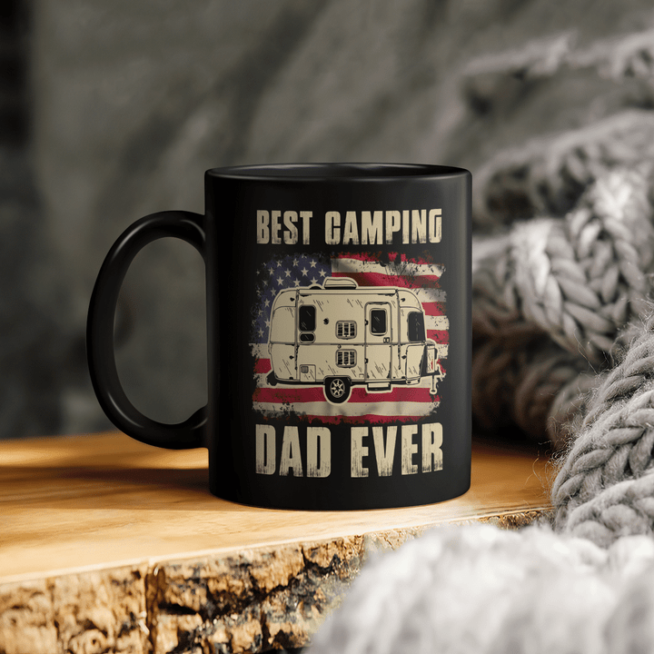 Best Camping Dad Ever American Flag Vintage Camper Gift Mug Gift For Dad, Father's Day Mug