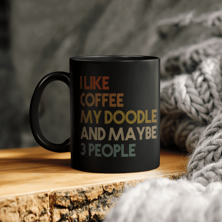 I Like Coffee My Doodle And Maybe 3 People Funny Goldendoodle Vintage Mug