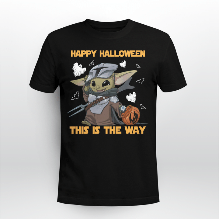 Baby Yoda Happy Halloween This Is The Way T-Shirt - Halloween Costumes - Ghost Shirt