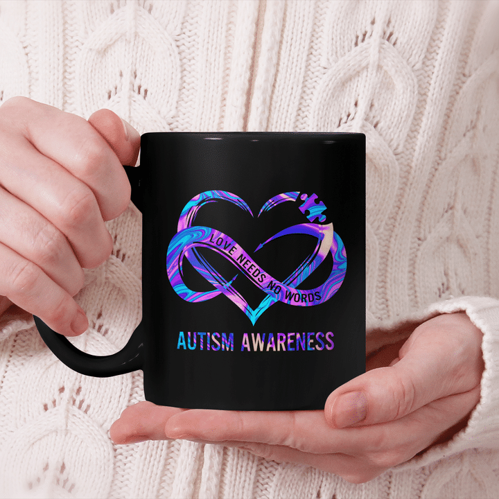 Love needs no words Autism Awareness Mug, Autism Puzzle Piece Coffee Mug
