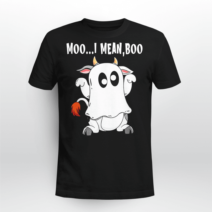 Ghost Cow Moo I Mean Boo Funny Halloween Cow Boo Shirt