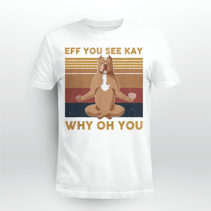 Eff You See Kay Why Oh You Funny Pitbull Dog Yoga Vintage Shirt