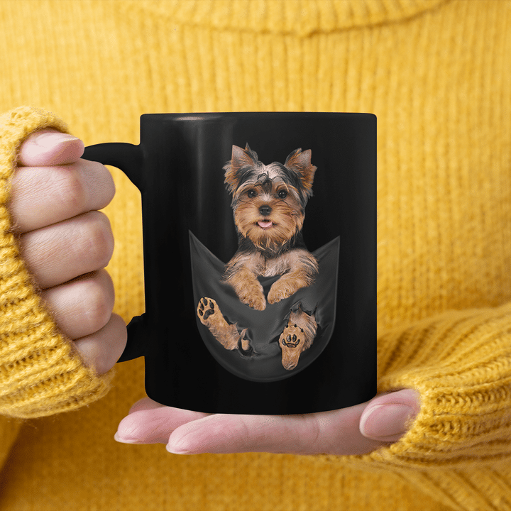 Yorkshire Terrier Dog In Pocket Mug Dog Lovers Graphic Tee