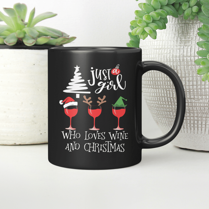 Just A Girl Who Loves Wine At Christmas Mug Xmas Gift