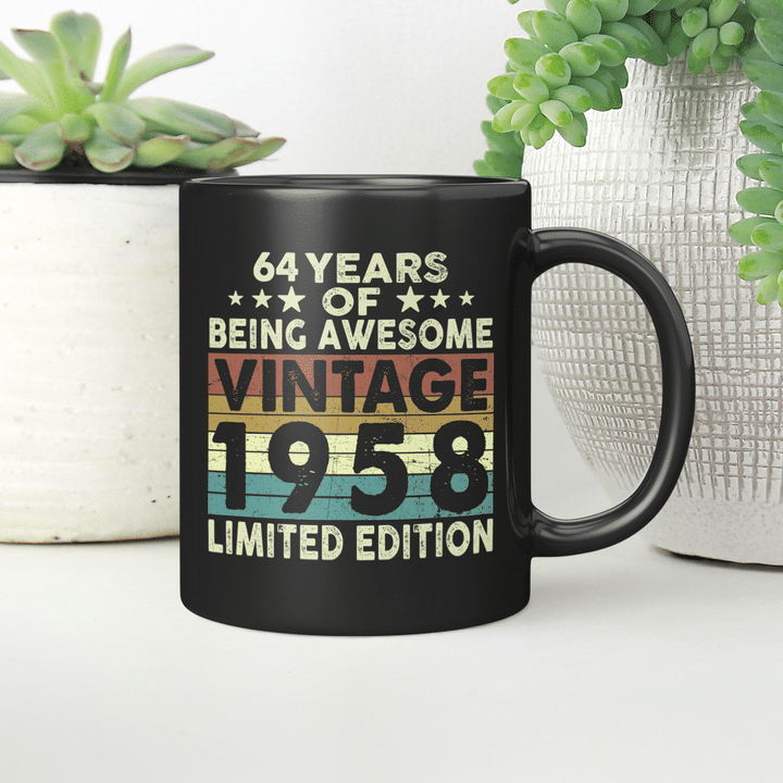 64 Years Of Being Awesome Vintage 1958 Limited Edition Mug