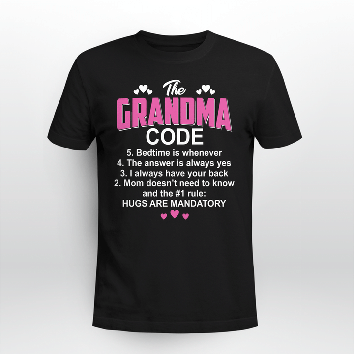 The Grandma Code Hugs Are Mandatory Shirt Gift For Grandma