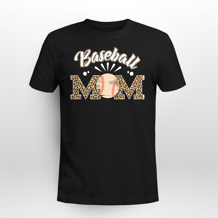 Baseball Mom Heart Leopard Printed T-Shirt Gift For Mom - Mother's Day Shirt