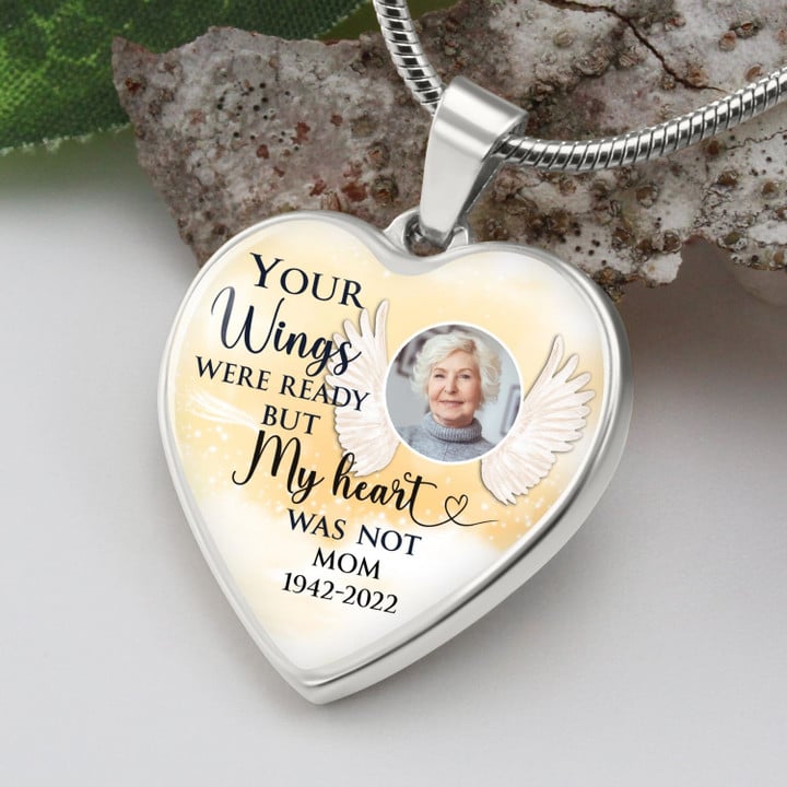 Your Wings Were Ready But My Heart Was Not Personalized Necklace - Custom Photo Luxury Heart Necklace