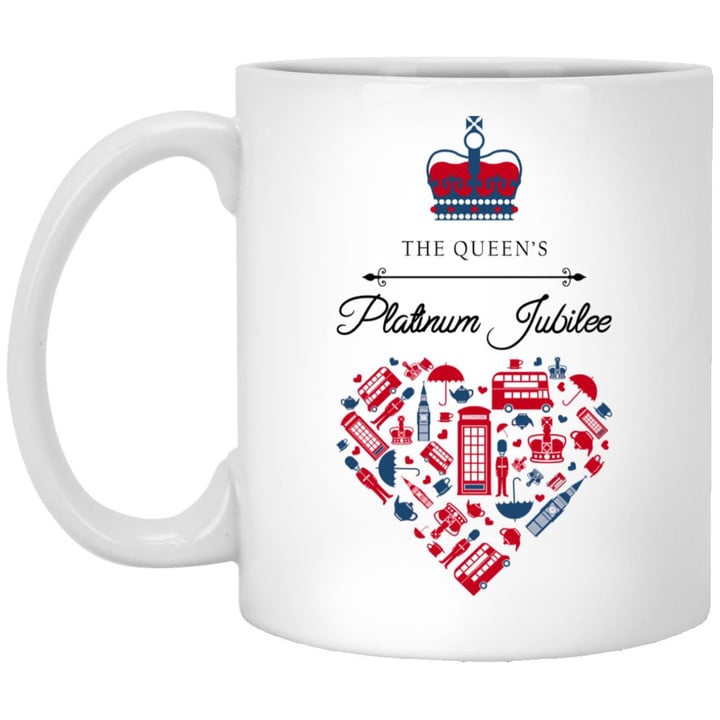 Queen Elizabeth II Platinum Jubilee 2022 Celebration Union Jack Royal Crown The Queen’s Mug