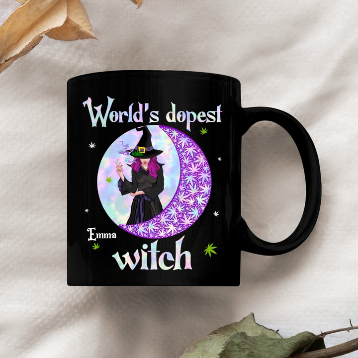 World’s Dopest Witch Halloween Personalized Weedhead Mug Gift For Witch Lover