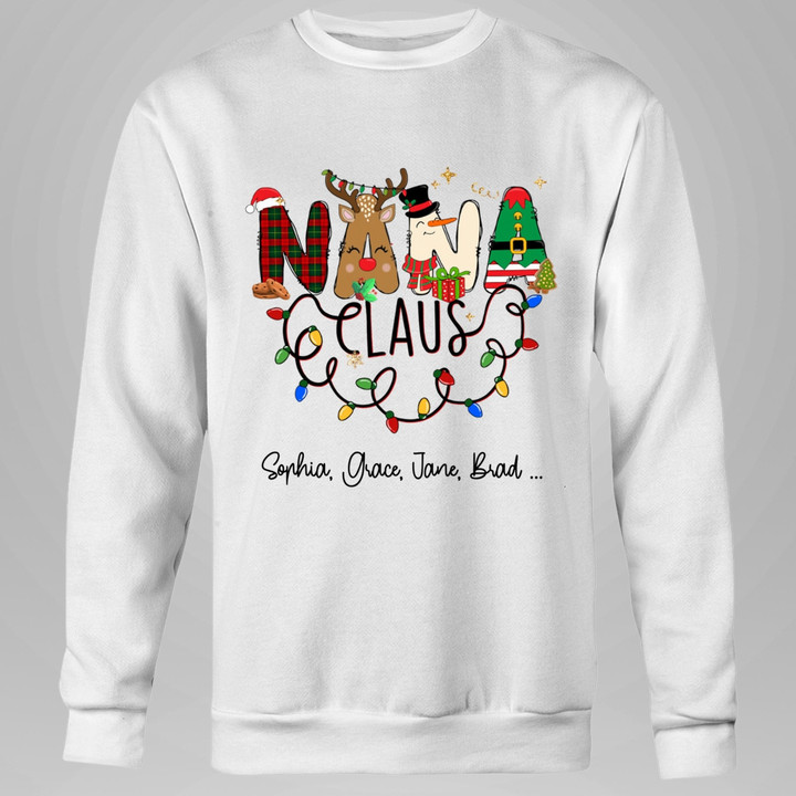 Nana Claus Sweatshirt, Grandma Christmas Sweatshirt, Custom Christmas Gift For Grandma, Personalized Gift Sweatshirt Hoodie For Nana