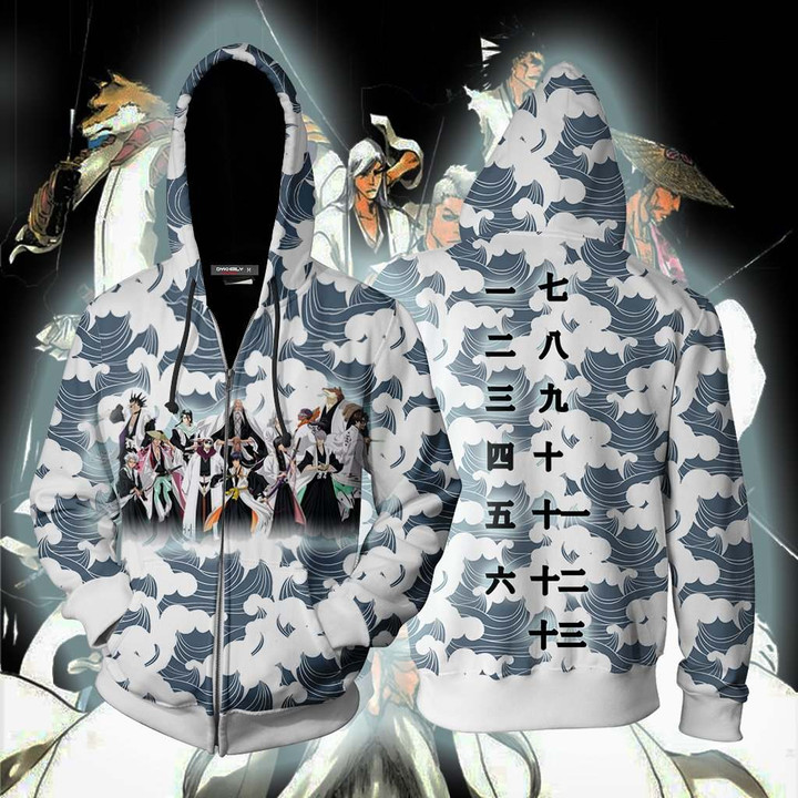 Bleach Shinigami Captains Of The Gotei 13 Zip Up Hoodie