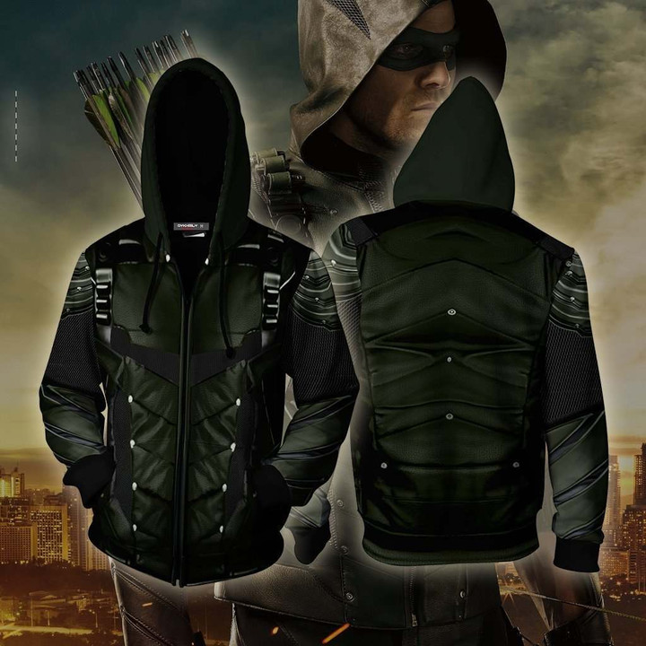 Arrow Oliver Cosplay Zip Up Hoodie Jacket