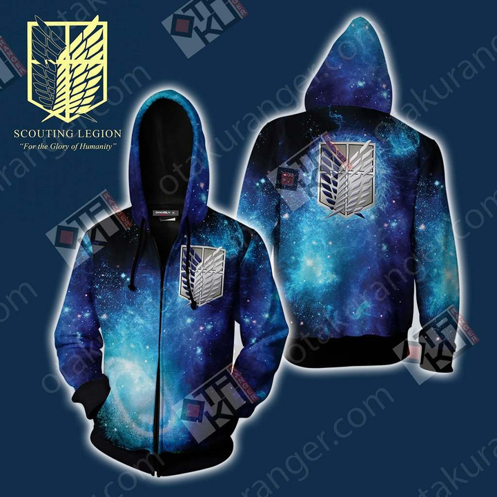 Attack On Titan Scouting Legion For The Glory Of Humanity New Zip Up Hoodie Jacket