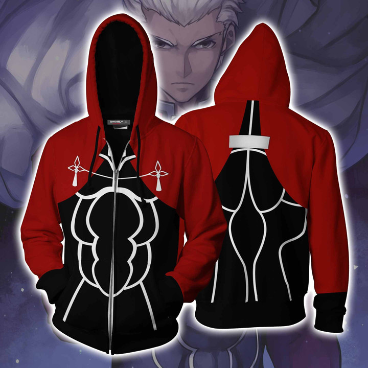 Fate/ Stay Night Archer Cosplay Zip Up Hoodie Jacket