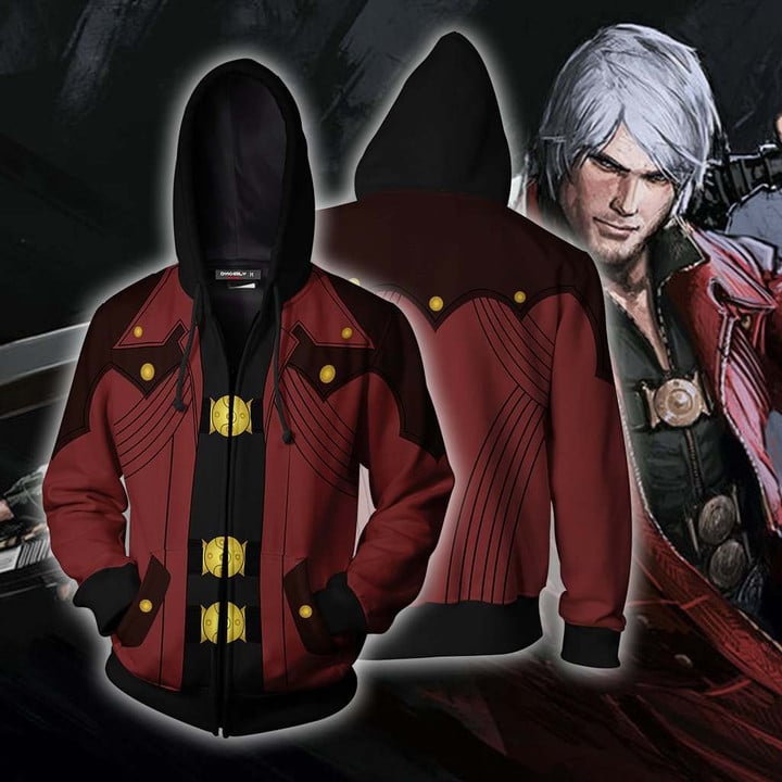 Dante Devil May Cry Cosplay Zip Up Hoodie Jacket