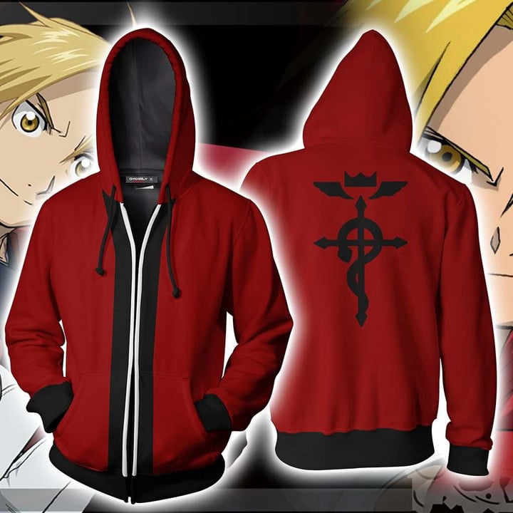 Fullmetal Alchemist Elric Edward Cosplay New Zip Up Hoodie Jacket