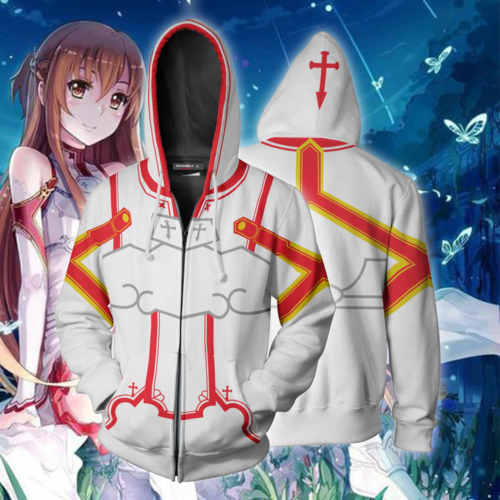 Sword Art Online Asuna Cosplay Zip Up Hoodie Jacket