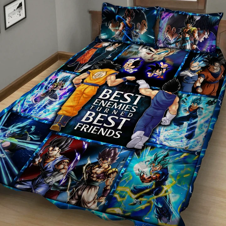 Dragon Ball Goku Vegeta Friendship And Gogeta Vegito Fushion 3D Quilt Bed Set