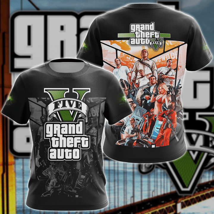 GTA Grand Theft Auto V Video Game 3D All Over Print T-shirt Tank Top Zip Hoodie Pullover Hoodie Hawaiian Shirt Beach Shorts Jogger