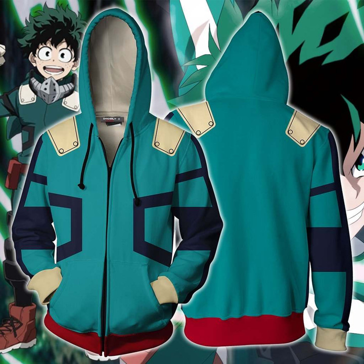 Boku No Hero Academia Izuku Midoriya Cosplay Zip Up Hoodie Jacket