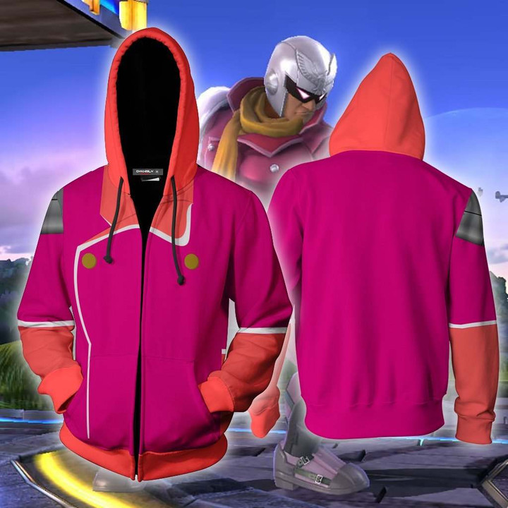 Captain Falcon Pink Cosplay Zip Up Hoodie Jacket