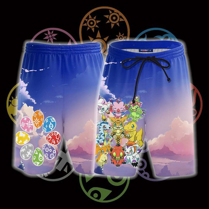 Digimon Eggs 3D Beach Shorts