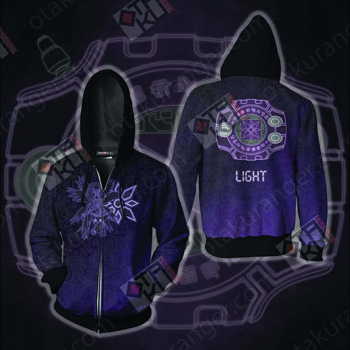 Digimon The Crest of Light Zip Up Hoodie Jacket