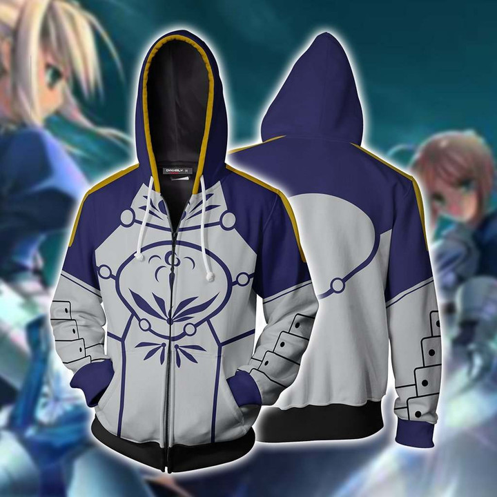 Fate/ Stay Night Saber Cosplay Zip Up Hoodie Jacket