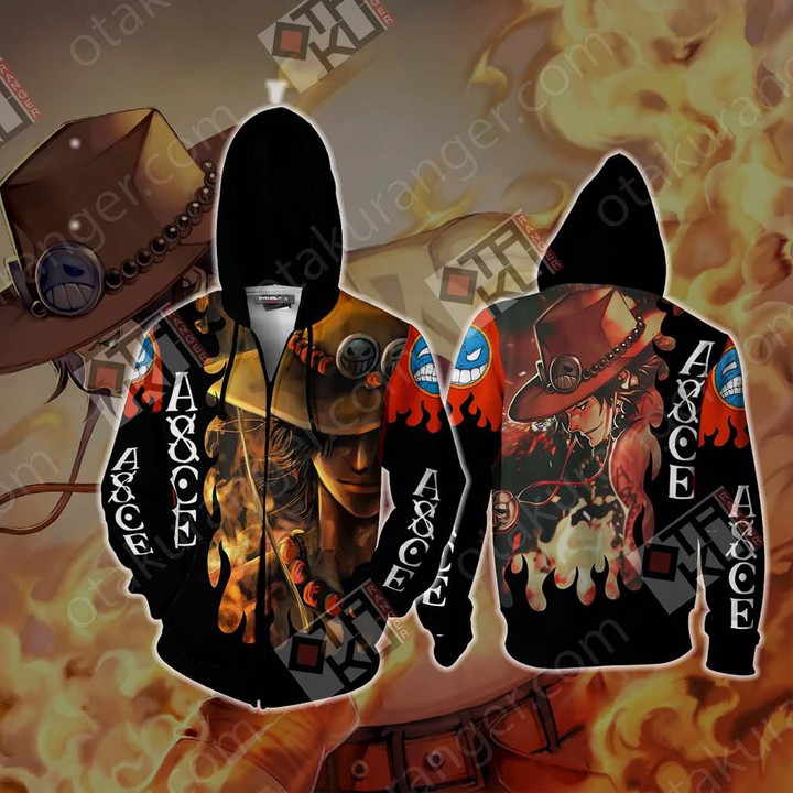 One Piece - Ace New Look Unisex Zip Up Hoodie Jacket