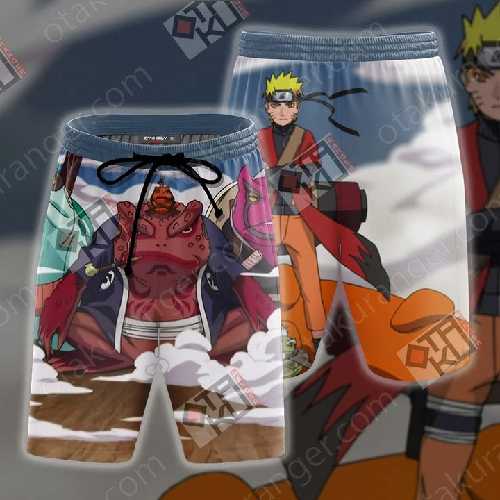 Naruto Naruto And Gamabunta 3D Beach Shorts