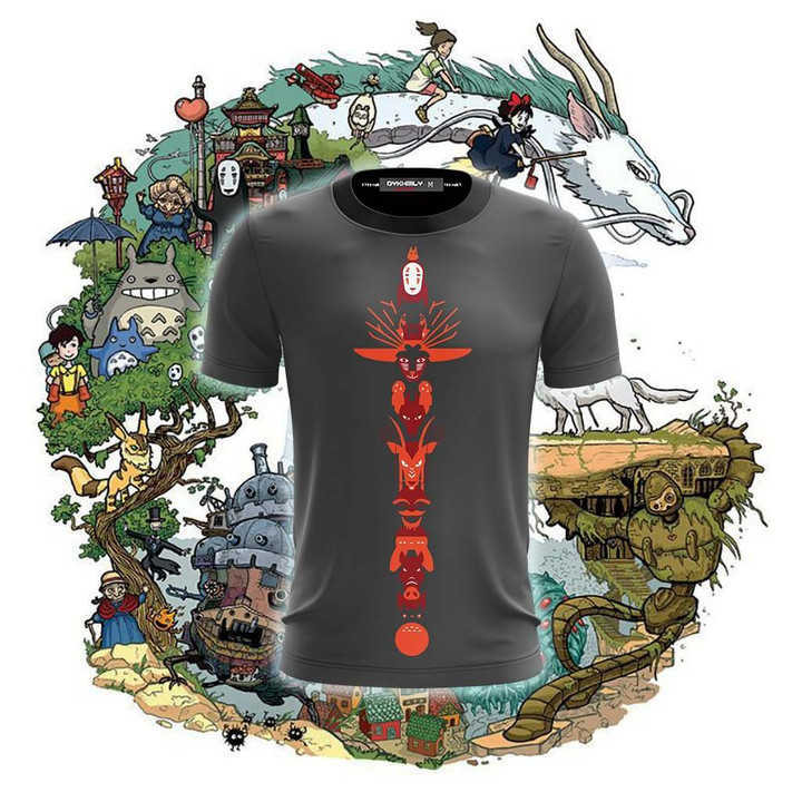 Studio Ghibli Totem Pole Unisex 3D T-shirt