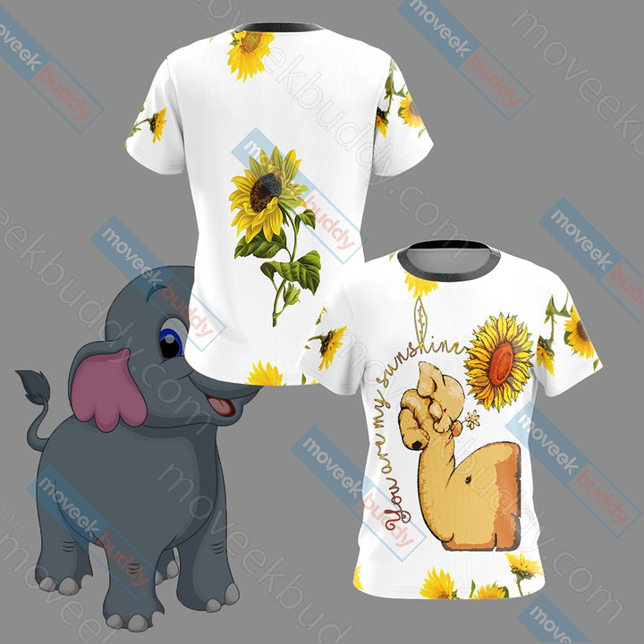 Elephant And Sunflower Unisex 3D T-shirt