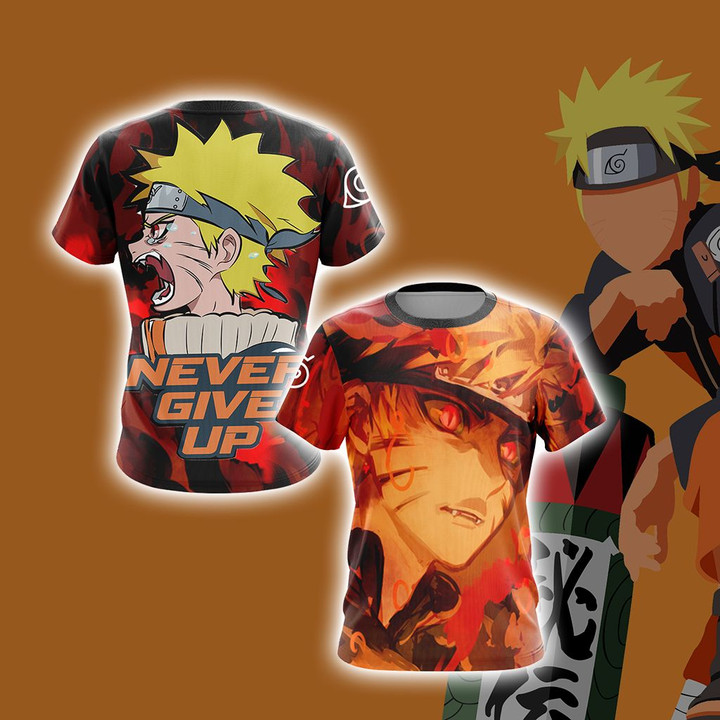 Naruto - Never Give Up Style Unisex 3D T-shirt