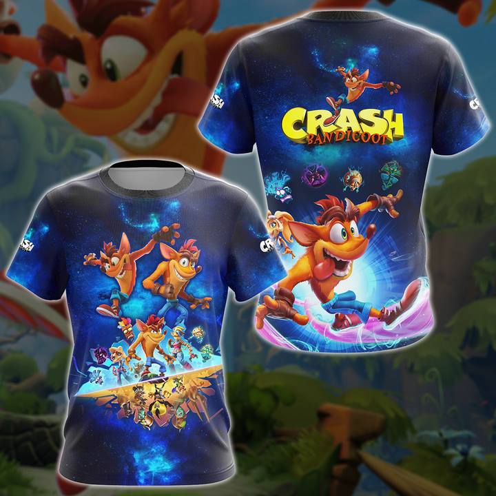 Crash Bandicoot Video Game 3D All Over Print T-shirt Tank Top Zip Hoodie Pullover Hoodie Hawaiian Shirt Beach Shorts Jogger