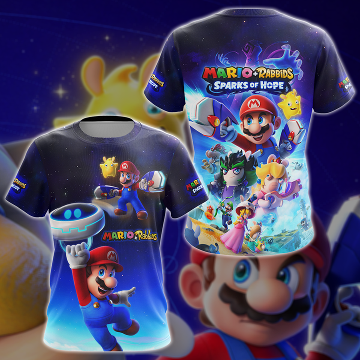 Mario + Rabbids Sparks of Hope Video Game 3D All Over Printed T-shirt Tank Top Zip Hoodie Pullover Hoodie Hawaiian Shirt Beach Shorts Jogger