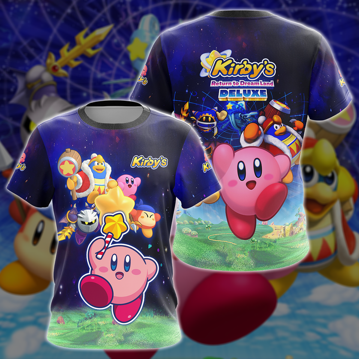 Kirby's Return to Dream Land Deluxe Video Game 3D All Over Printed T-shirt Tank Top Zip Hoodie Pullover Hoodie Hawaiian Shirt Beach Shorts Jogger
