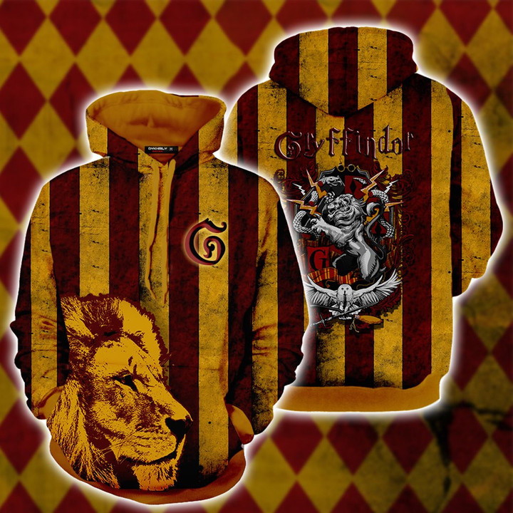 Striped Gryffindor Harry Potter 3D Hoodie S