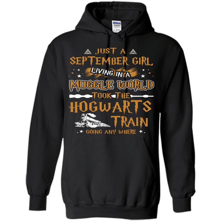 Harry Potter T-shirt Just A September Girl Living In A Muggle World Black S