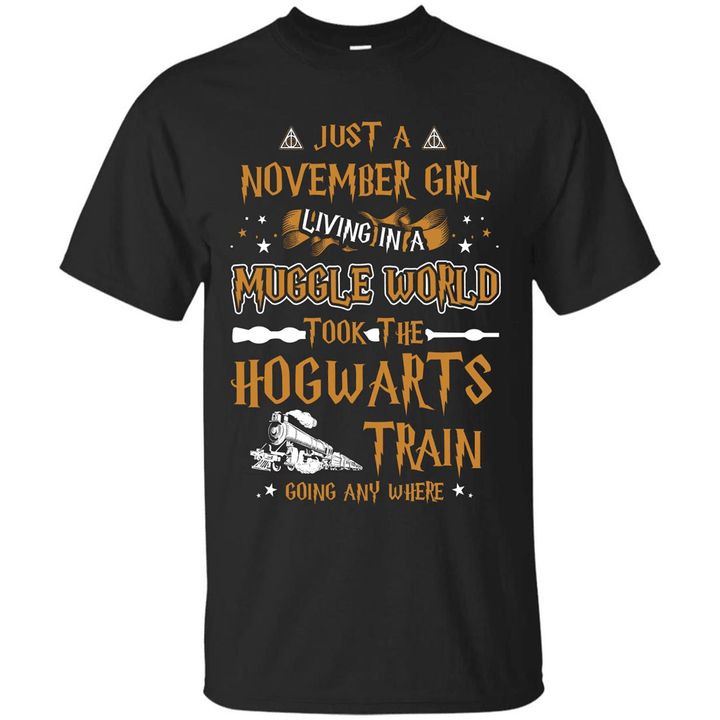 Harry Potter T-shirt Just A November Girl Living In A Muggle World Black S