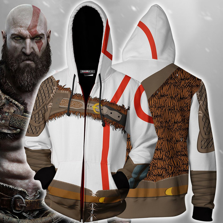 God Of War Kratos Cosplay Zip Up Hoodie Jacket XS