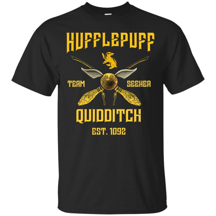 Hufflepuff Quidditch Team Seeker Est 1092 Harry Potter Shirt Black S