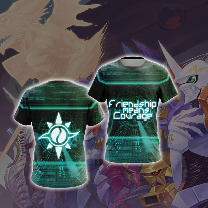 Digimon - Friendship means Courage Unisex 3D T-shirt S
