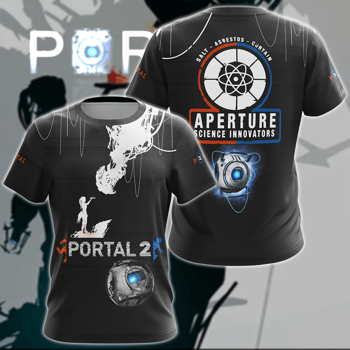 Portal 2 Video Game 3D All Over Print T-shirt Tank Top Zip Hoodie Pullover Hoodie Hawaiian Shirt Beach Shorts Jogger T-shirt S