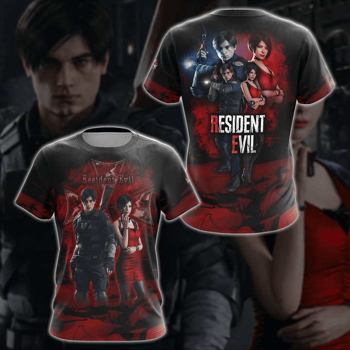 Resident Evil: Ada Wong & Leon Kennedy Video Game 3D All Over Printed T-shirt Tank Top Zip Hoodie Pullover Hoodie Hawaiian Shirt Beach Shorts Jogger T-shirt S